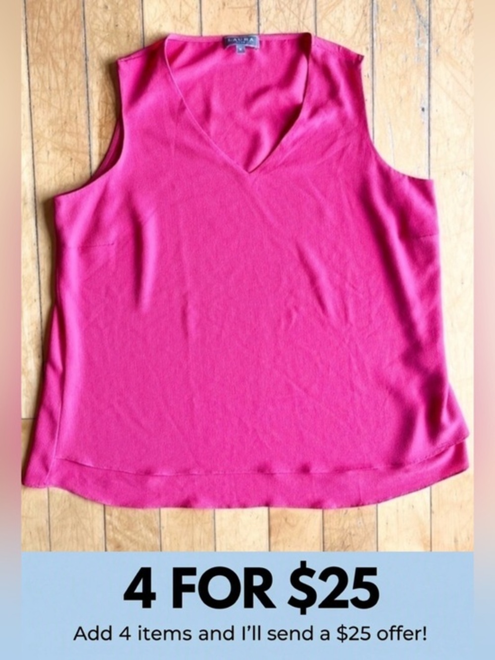 Laura Plus Sleeveless Textured Pink Blouse Size X